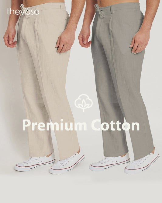 Combo: Casual Ease Beige & Iced Grey Men's Pants - Set of 2