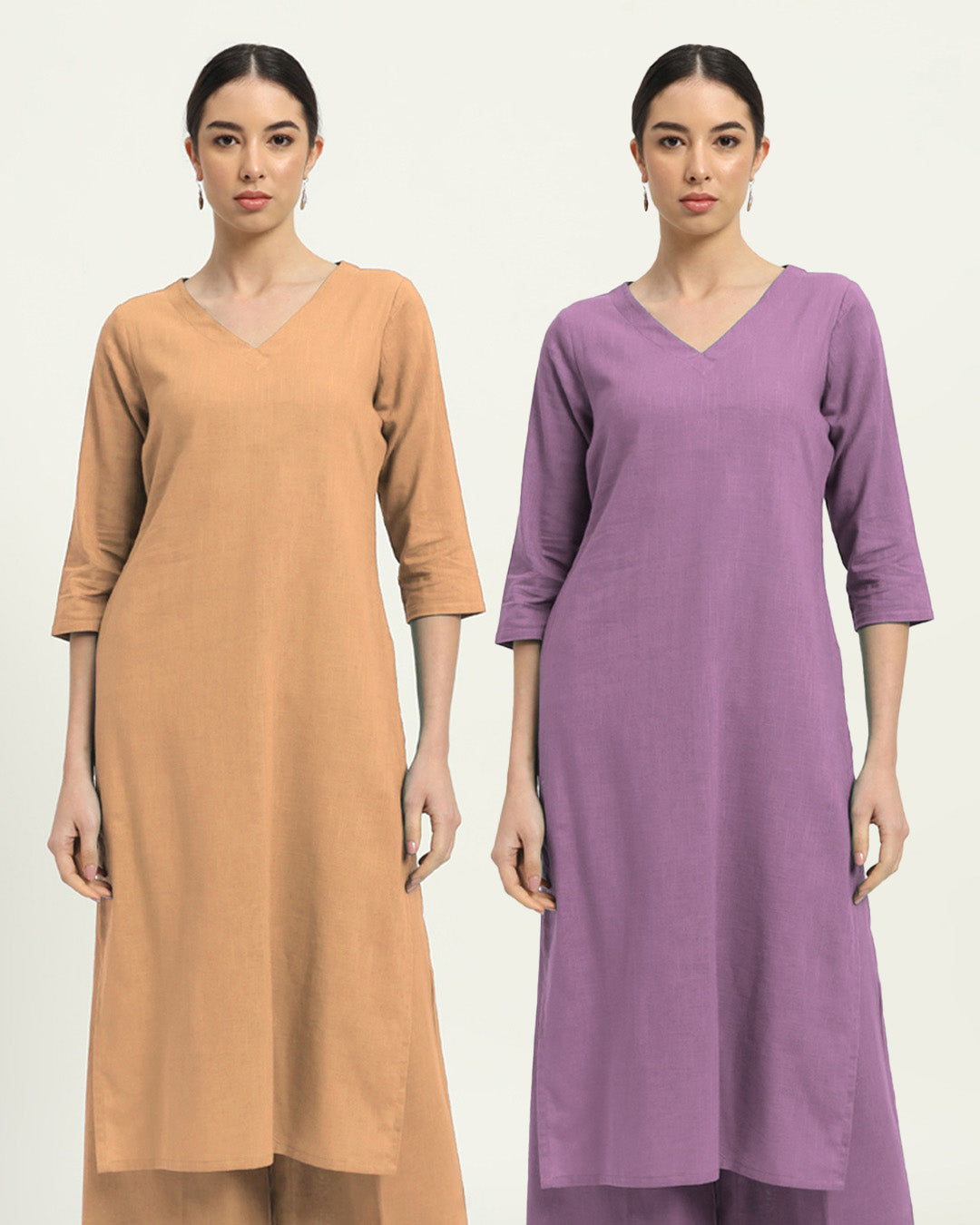 Combo: Beige & Iris Pink Verve & Versatility Kurta