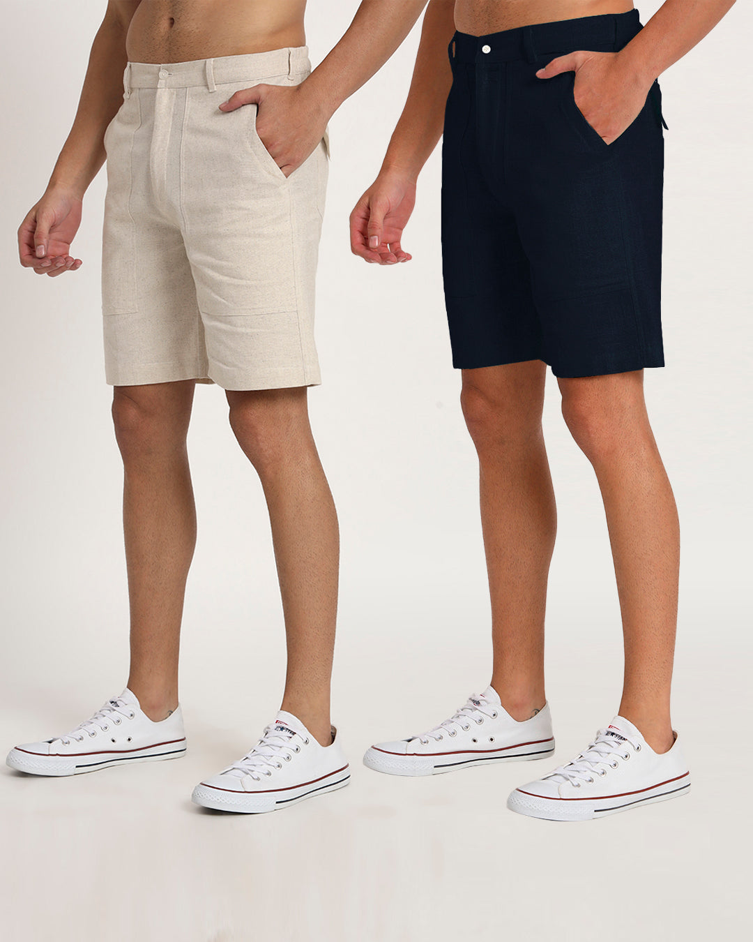 Combo : Patch Pocket Playtime Beige & Midnight Blue Men's Shorts