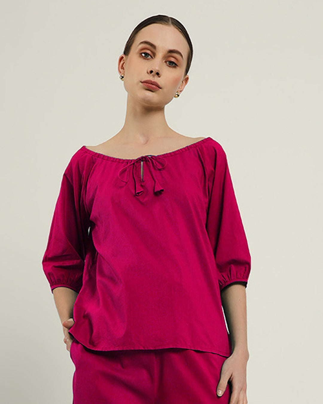 Berry Effortless BowtNeck Top (Without Bottoms)