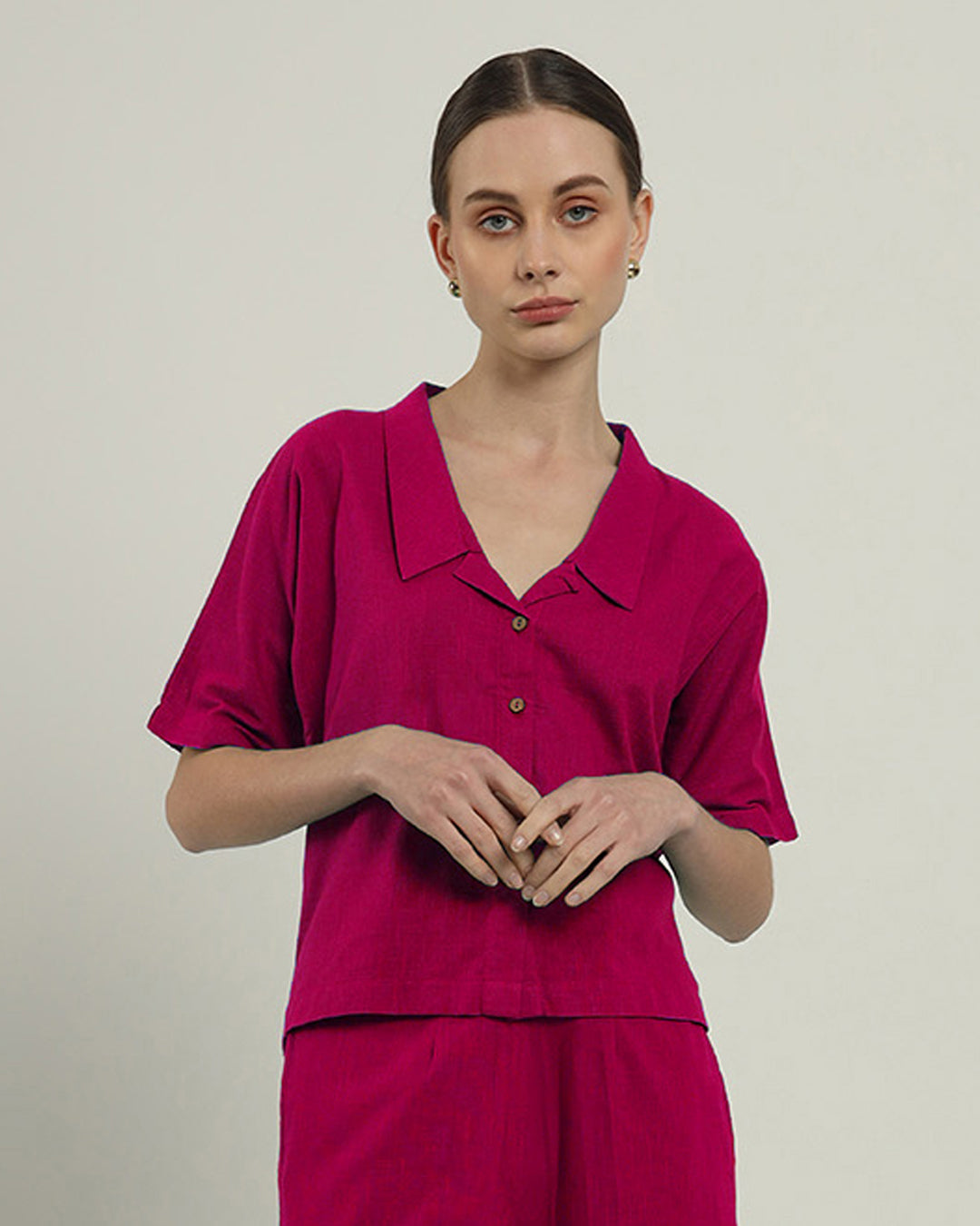 Berry Feeling Easy Collar Neck Top (Without Bottoms)