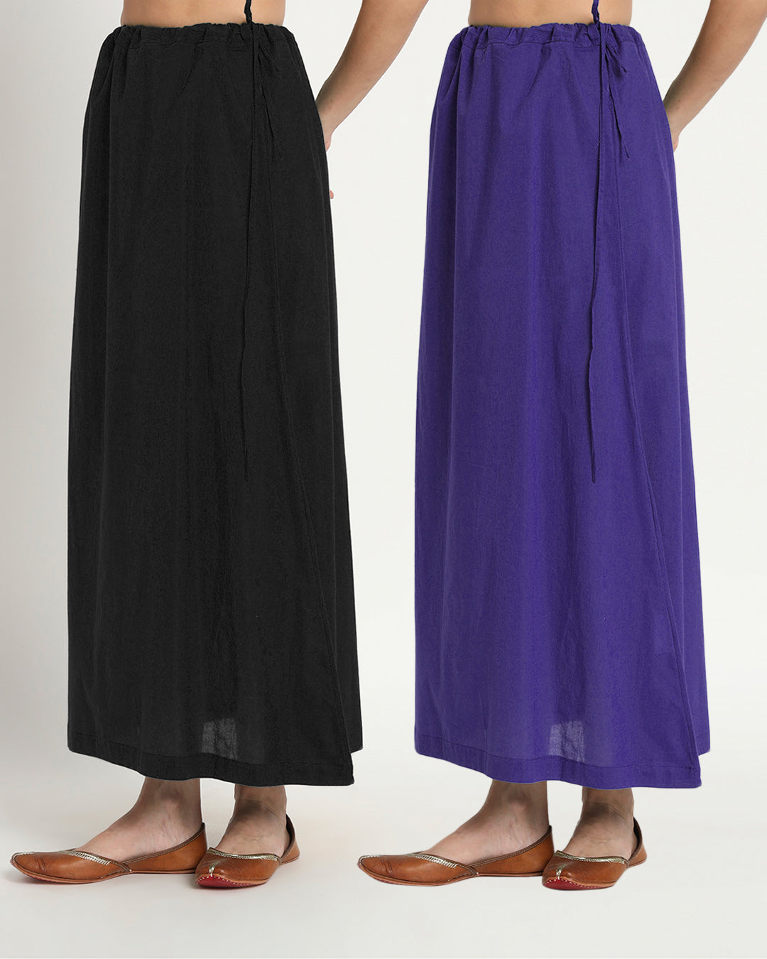 Combo: Black & Aurora Purple Peekaboo Petticoat- Set of 2