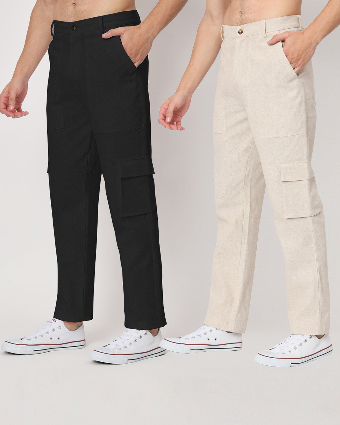 Combo: Function Flex Beige & Black Men's Pants- Set Of 2