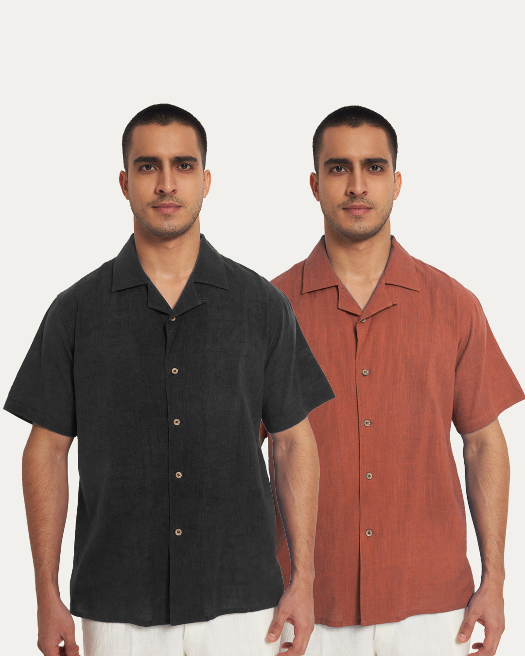 Combo : Classic Blush & Black Men's Half Sleeves Shirt