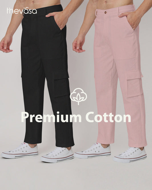 Combo: Function Flex Black & Fondant Pink Men's Pants- Set Of 2