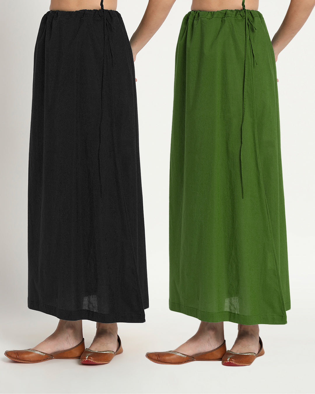 Combo: Black & Greening Spring Peekaboo Petticoat- Set of 2