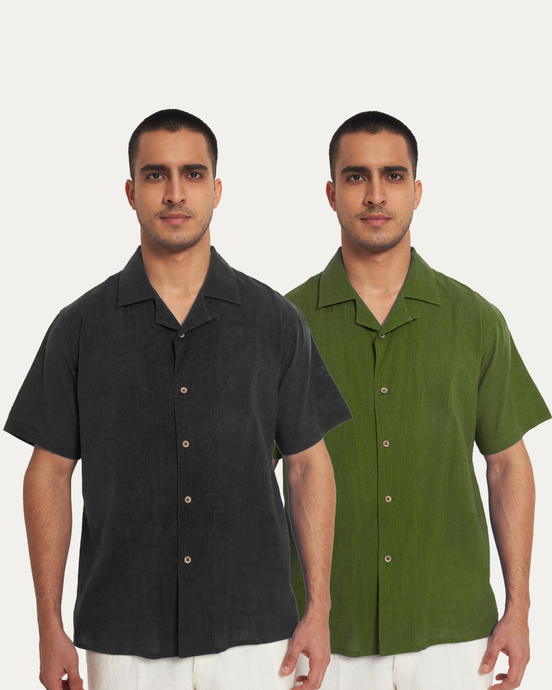 Combo : Classic Spring Green & Black Men's Half Sleeves Shirt
