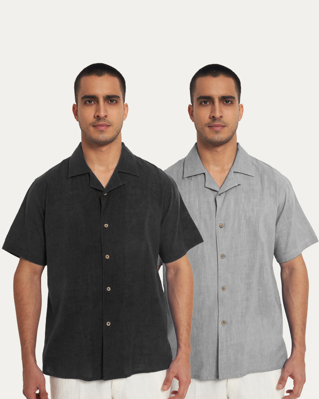 Combo : Classic Grey & Black Men's Half Sleeves Shirt