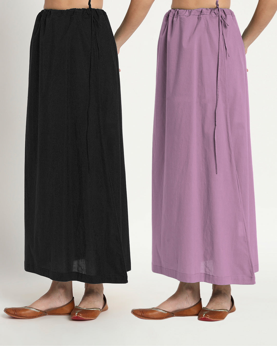 Combo: Black & Iris Pink Peekaboo Petticoat- Set of 2