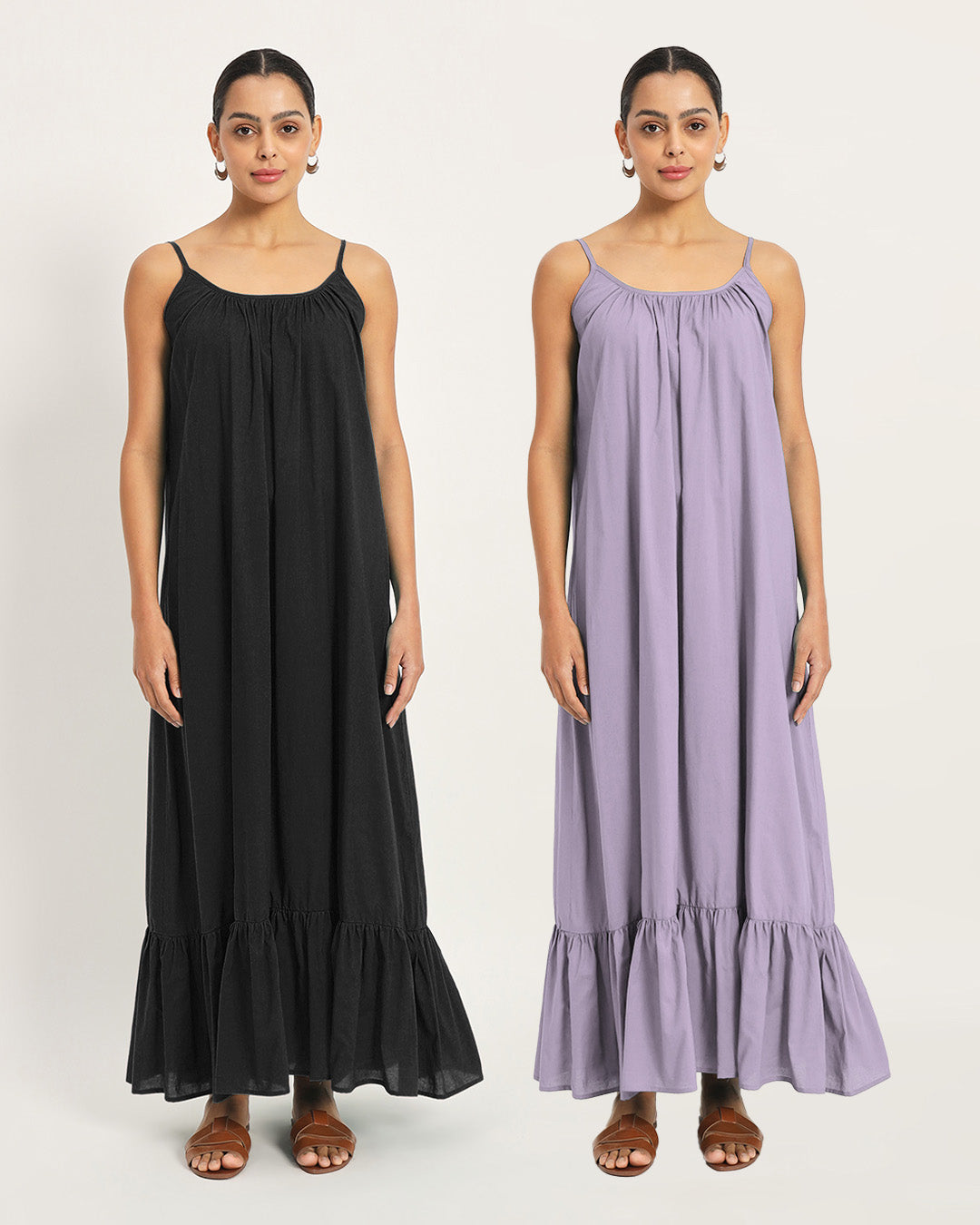 Combo - Classic Black & Lilac Night-to-Town Nightdress