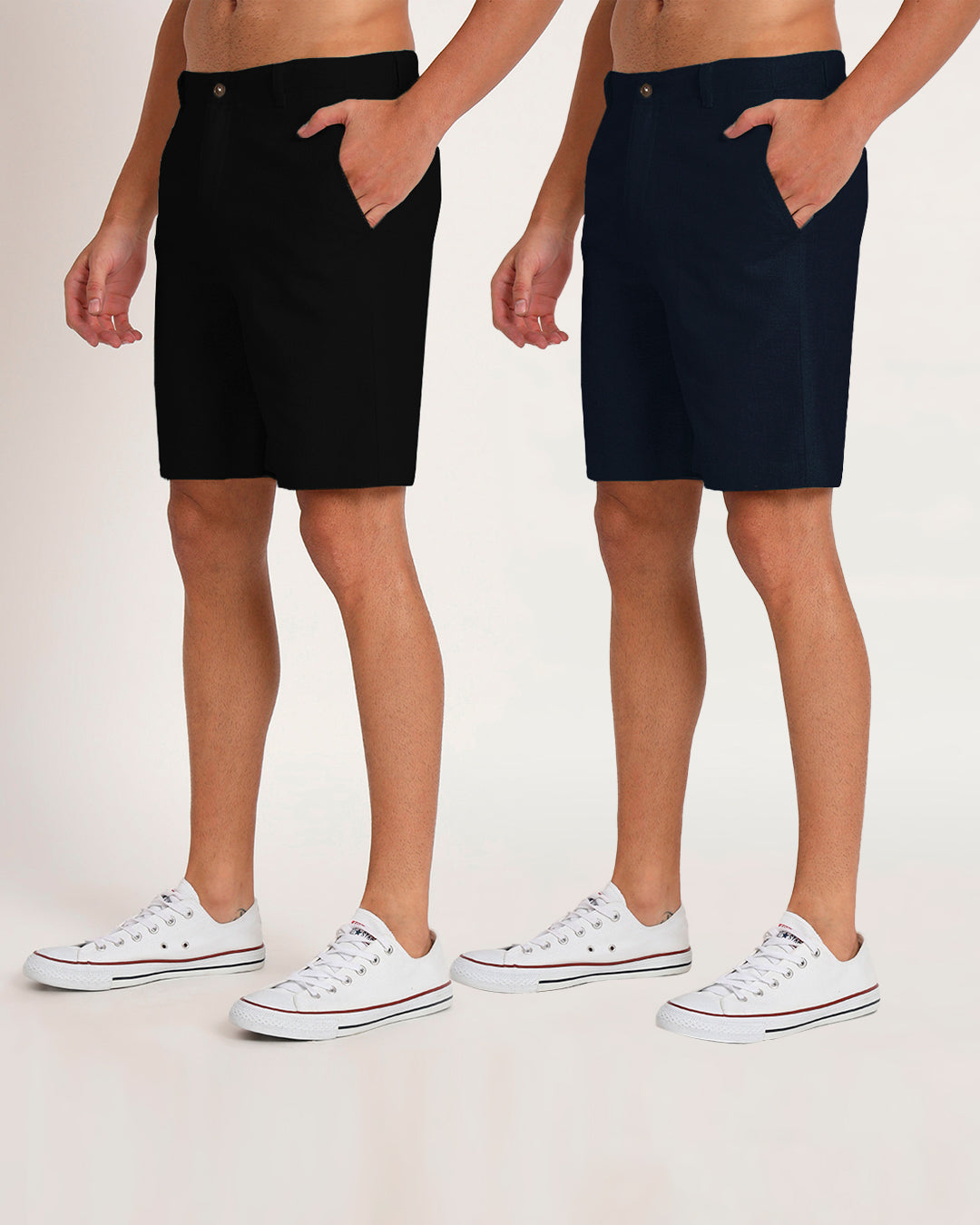 Combo : Ready For Anything Black & Midnight Blue Men's Shorts