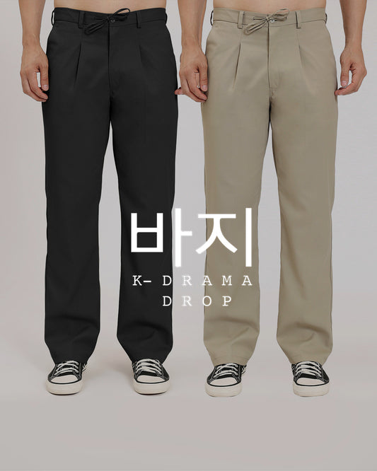 Combo: Busan Straight-Leg Black & Olive Green Men's Pants