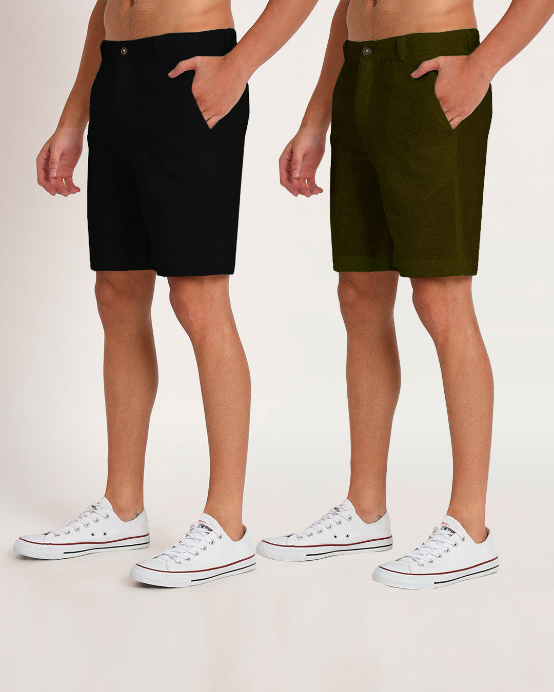 Combo : Ready For Anything Black & Olive Green Men's Shorts