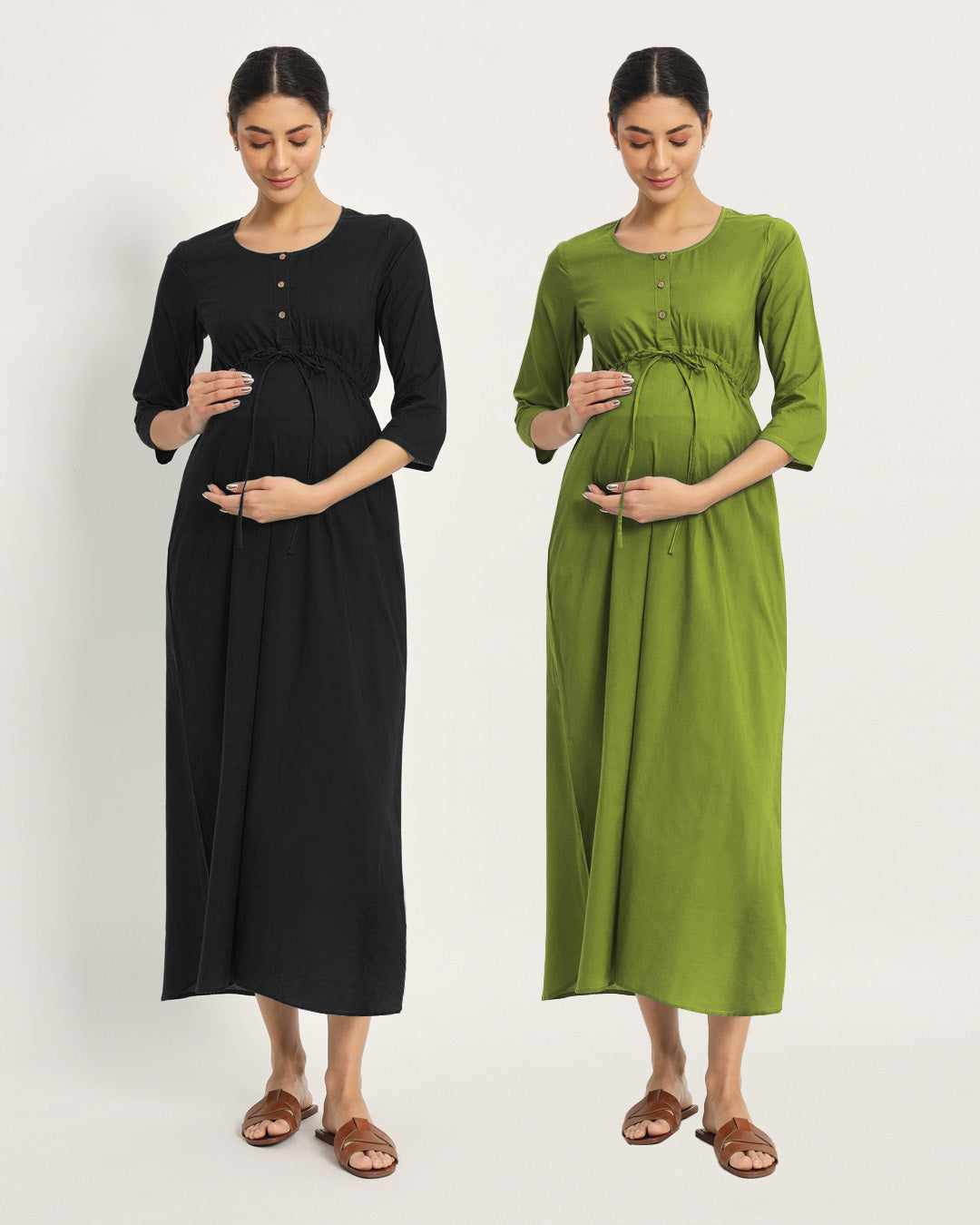 Combo: Black & Sage Green Oh Mama! Maternity & Nursing Dress