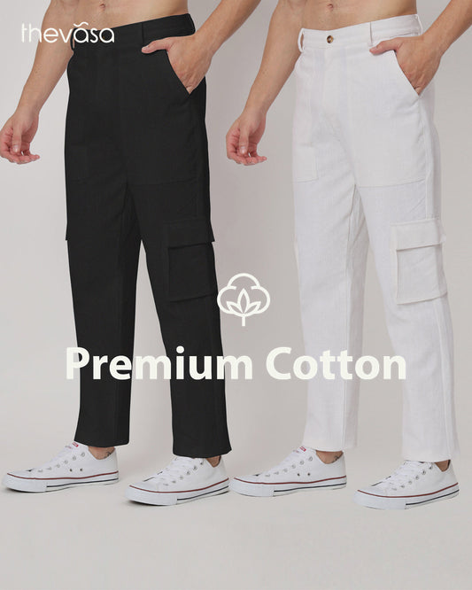 Combo: Function Flex Black & White Men's Pants- Set Of 2