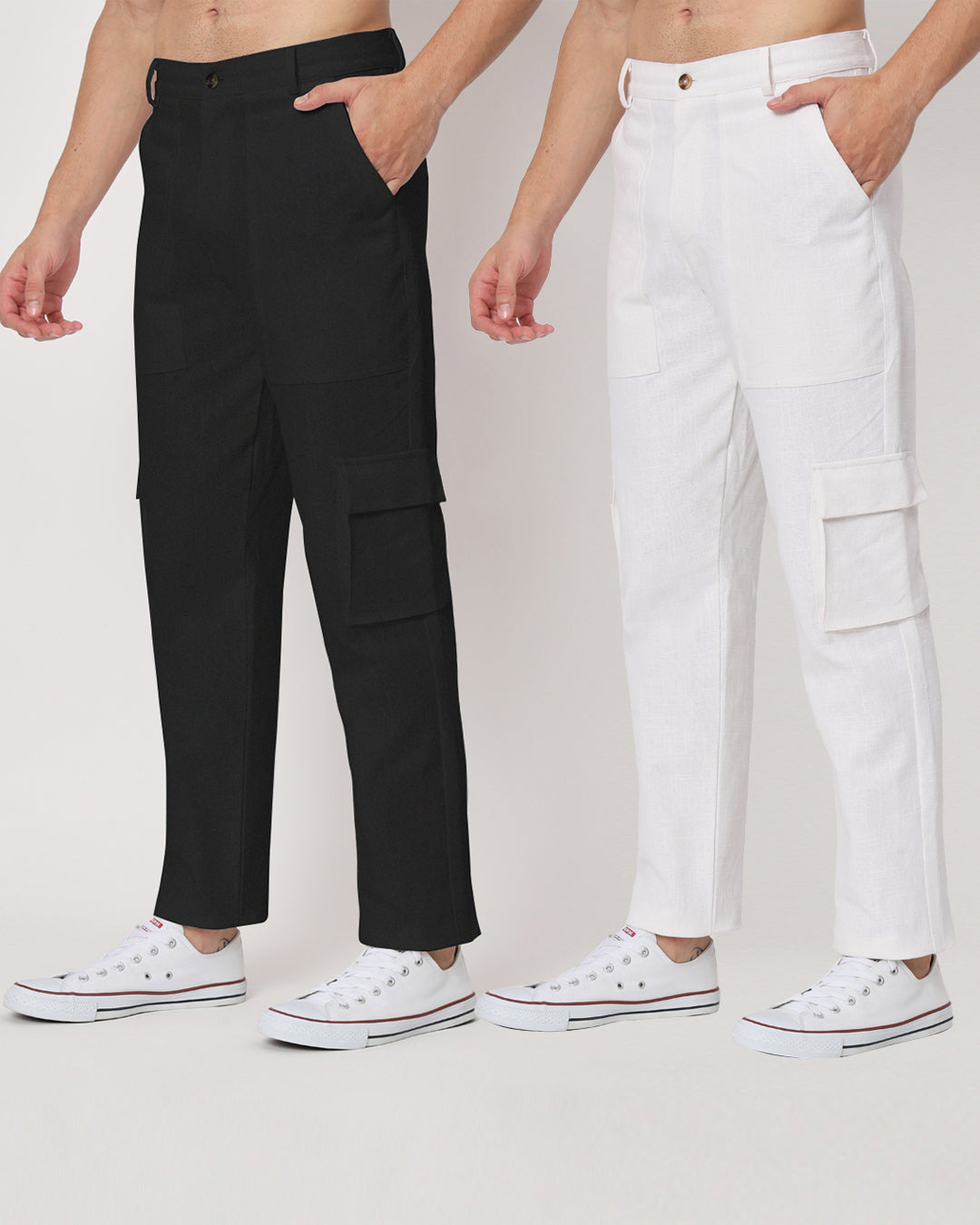 Combo: Function Flex Black & White Men's Pants- Set Of 2