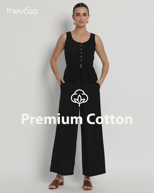 Classic Black Peplum Paradise Solid Co-ord Set