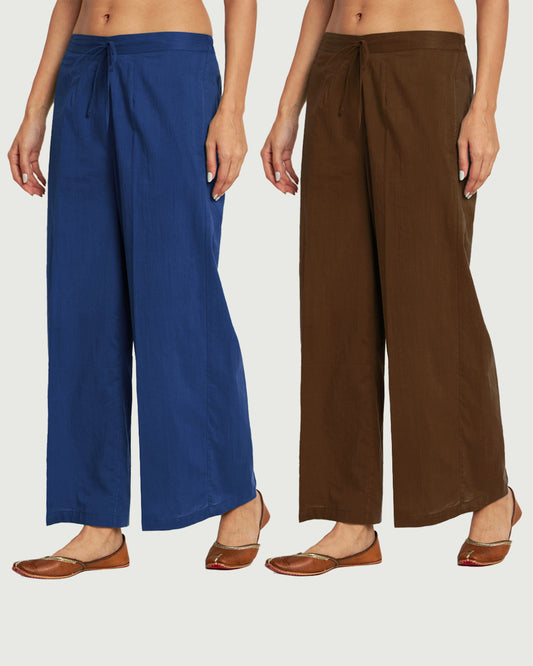 Combo: Cobalt & Nutshell Wide Pants