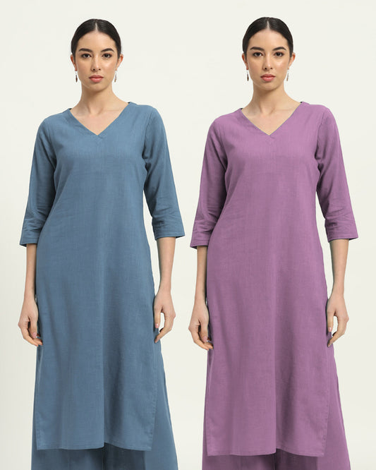 Combo: Blue Dawn & Iris Pink Verve & Versatility Kurta