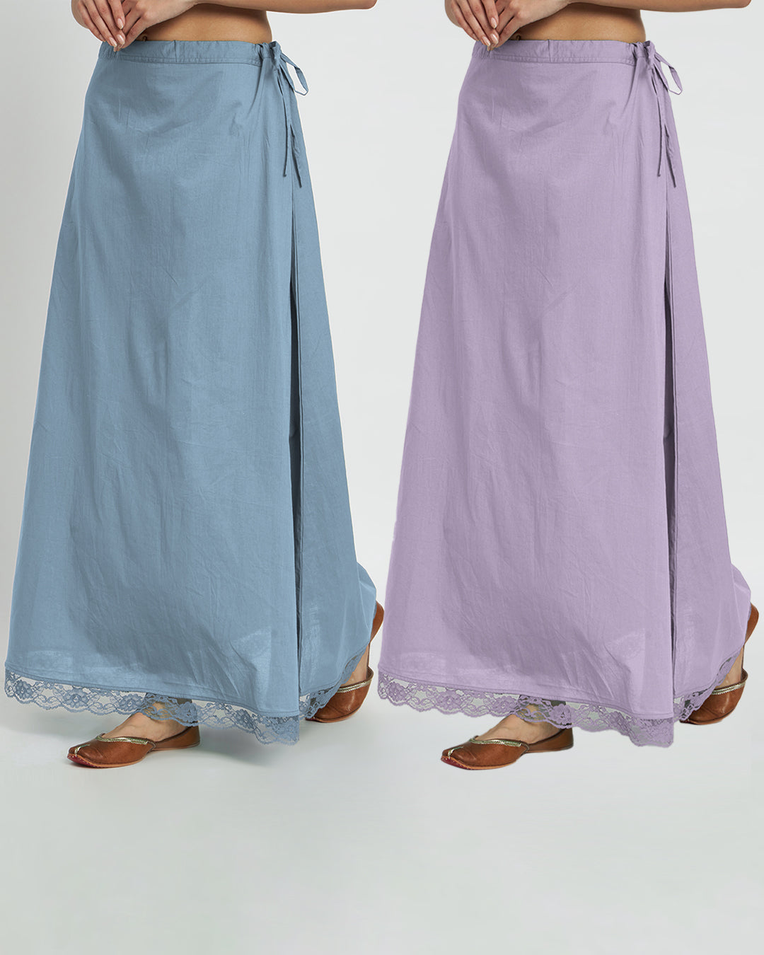Combo: Blue Dawn & Lilac Lace Medley Peekaboo Petticoat- Set of 2