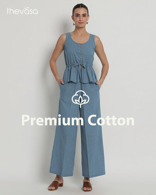 Blue Dawn Peplum Paradise Solid Co-ord Set