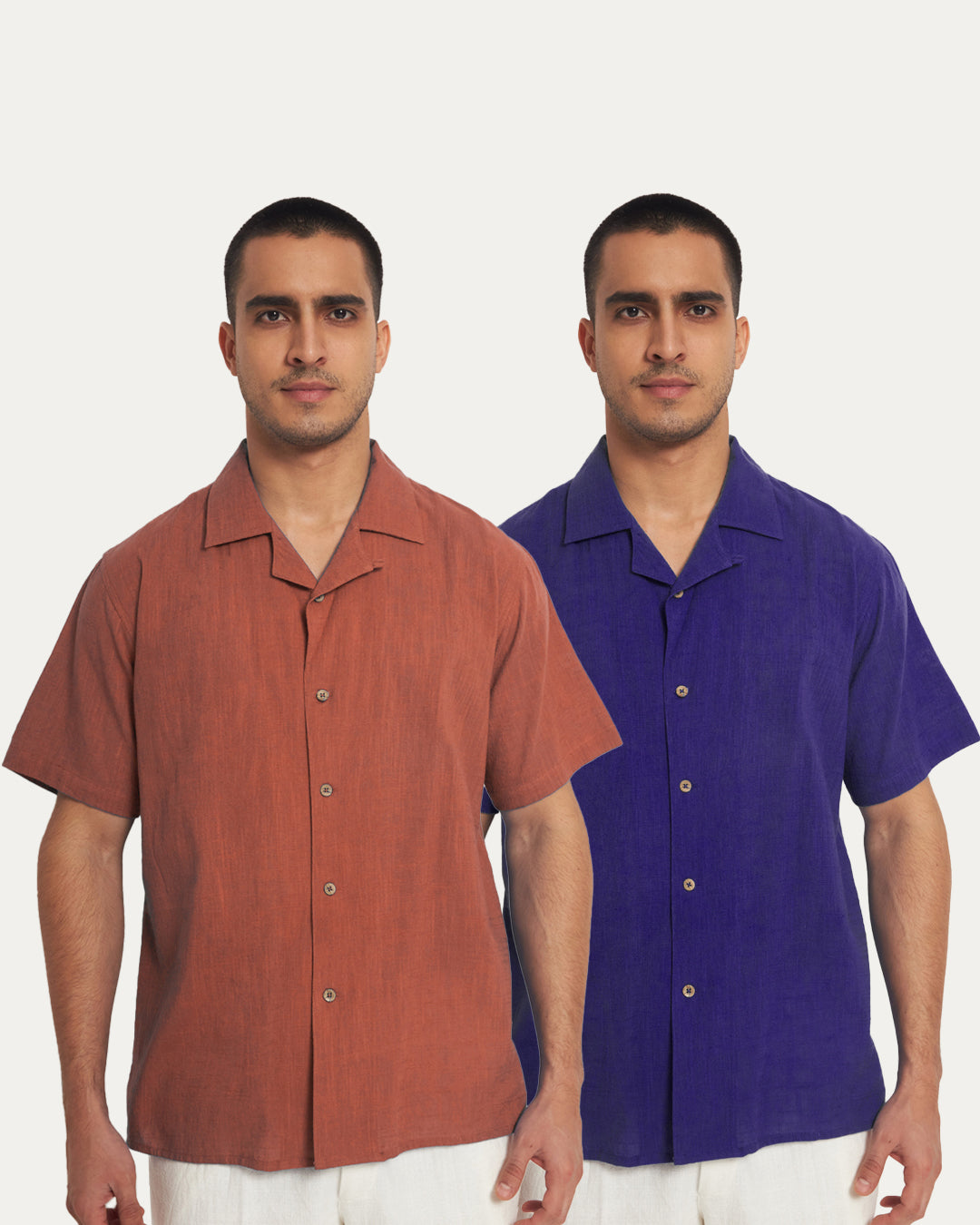 Combo : Classic Aurora Purple & Blush Men's Half Sleeves Shirt