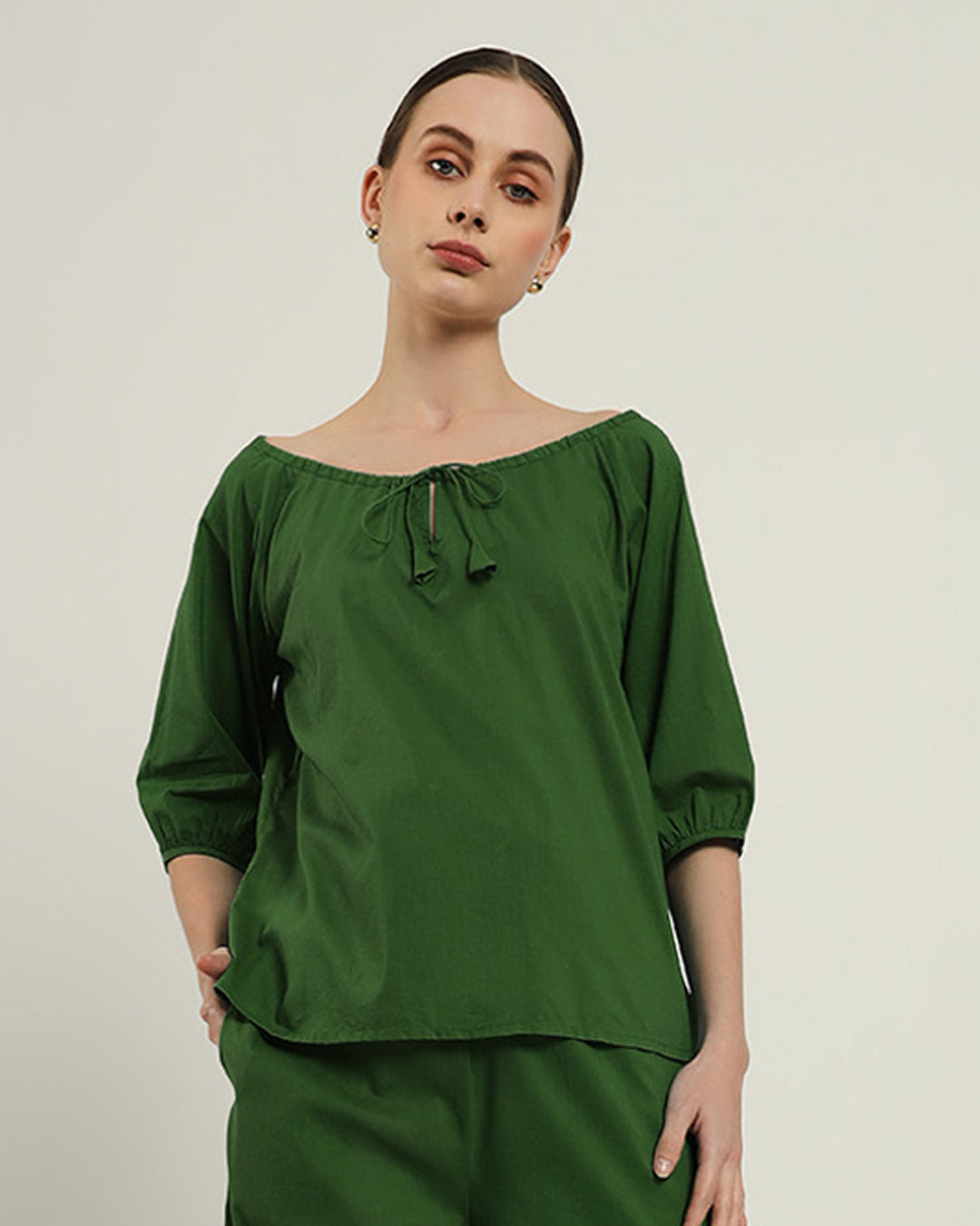 Emerald Effortless BowtNeck Top (Without Bottoms)