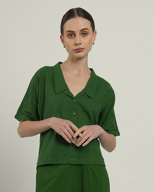 Emerald Feeling Easy Collar Neck Top (Without Bottoms)