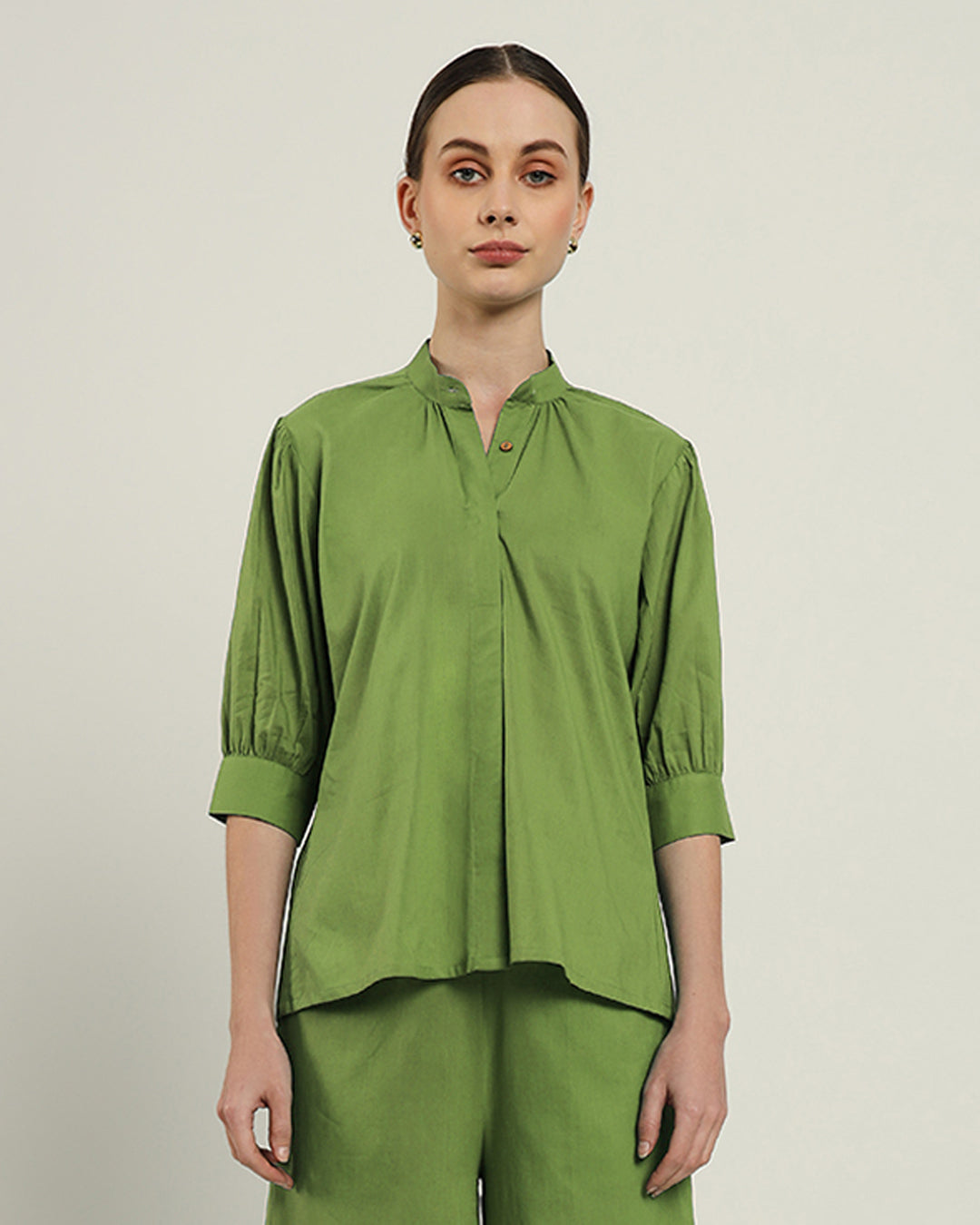 Fern Relaxed Button Dawn Solid Top (Without Bottoms)