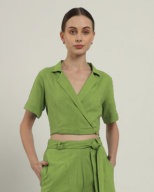 Fern Lapel Collar Solid Top (Without Bottoms)