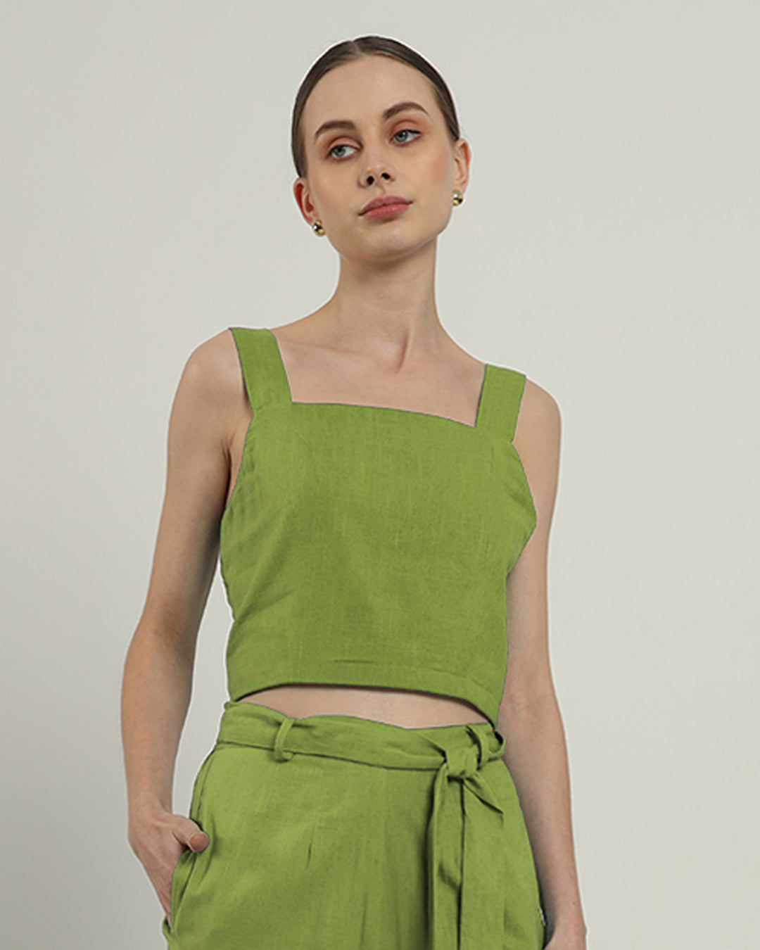 Fern Sleek Square Crop Solid Top (Without Bottoms)