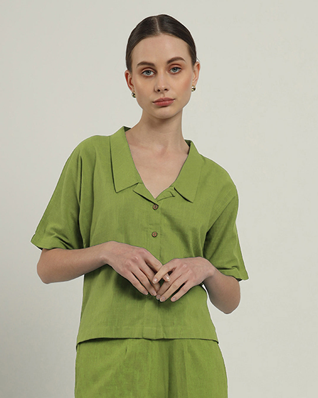 Fern Feeling Easy Collar Neck Top (Without Bottoms)