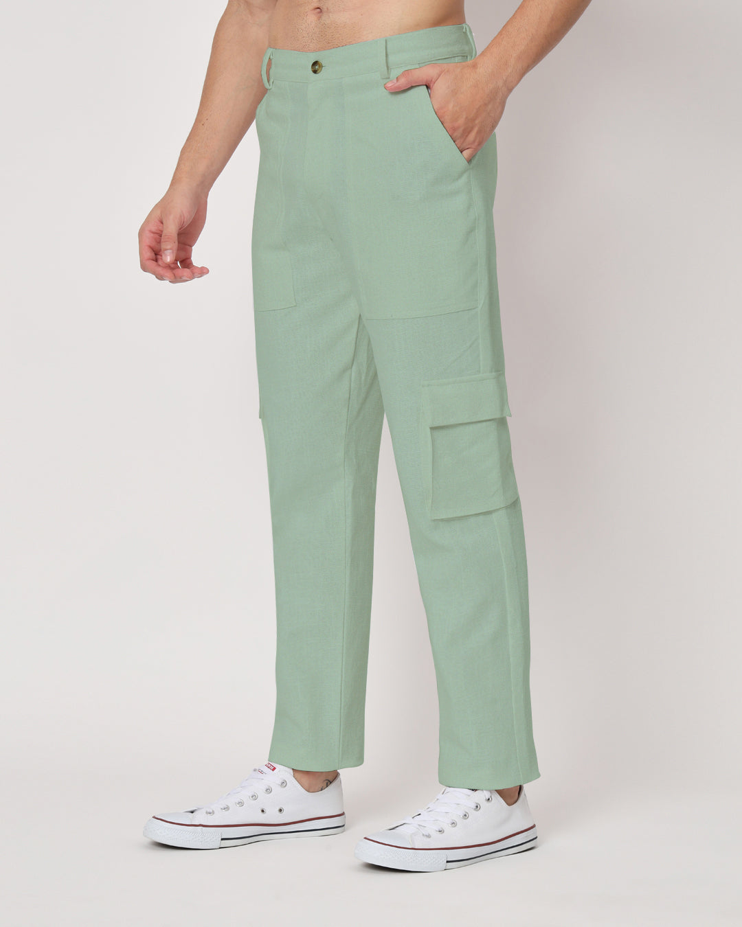 Combo: Function Flex White & Spring Green Men's Pants- Set Of 2