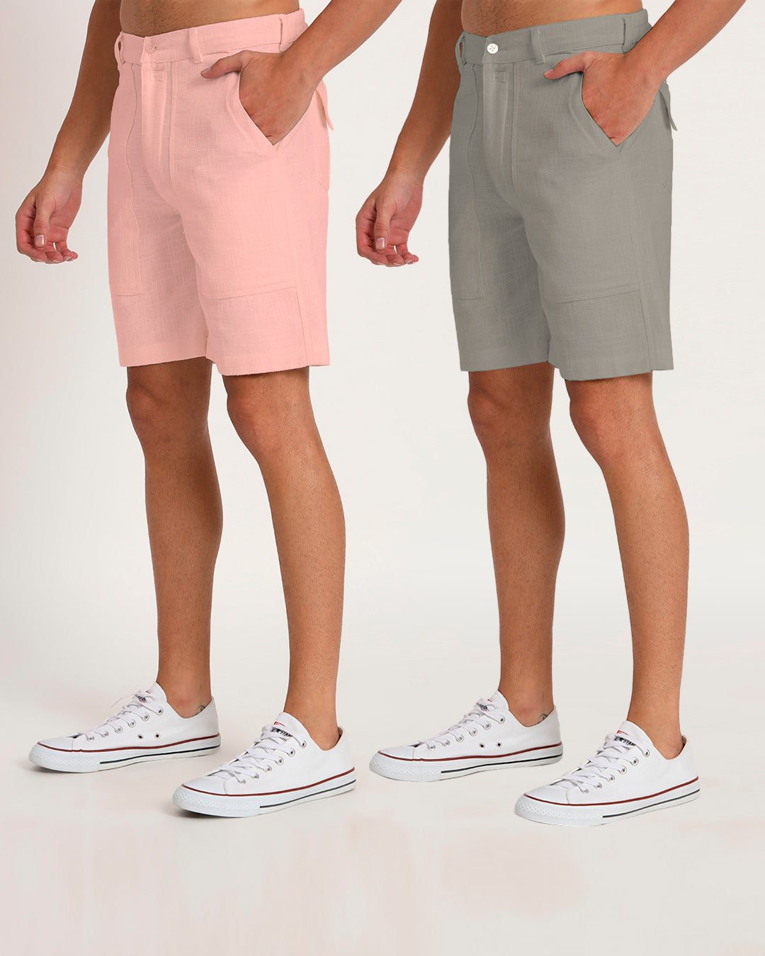 Combo : Patch Pocket Playtime Grey & Fondant Pink Men's Shorts