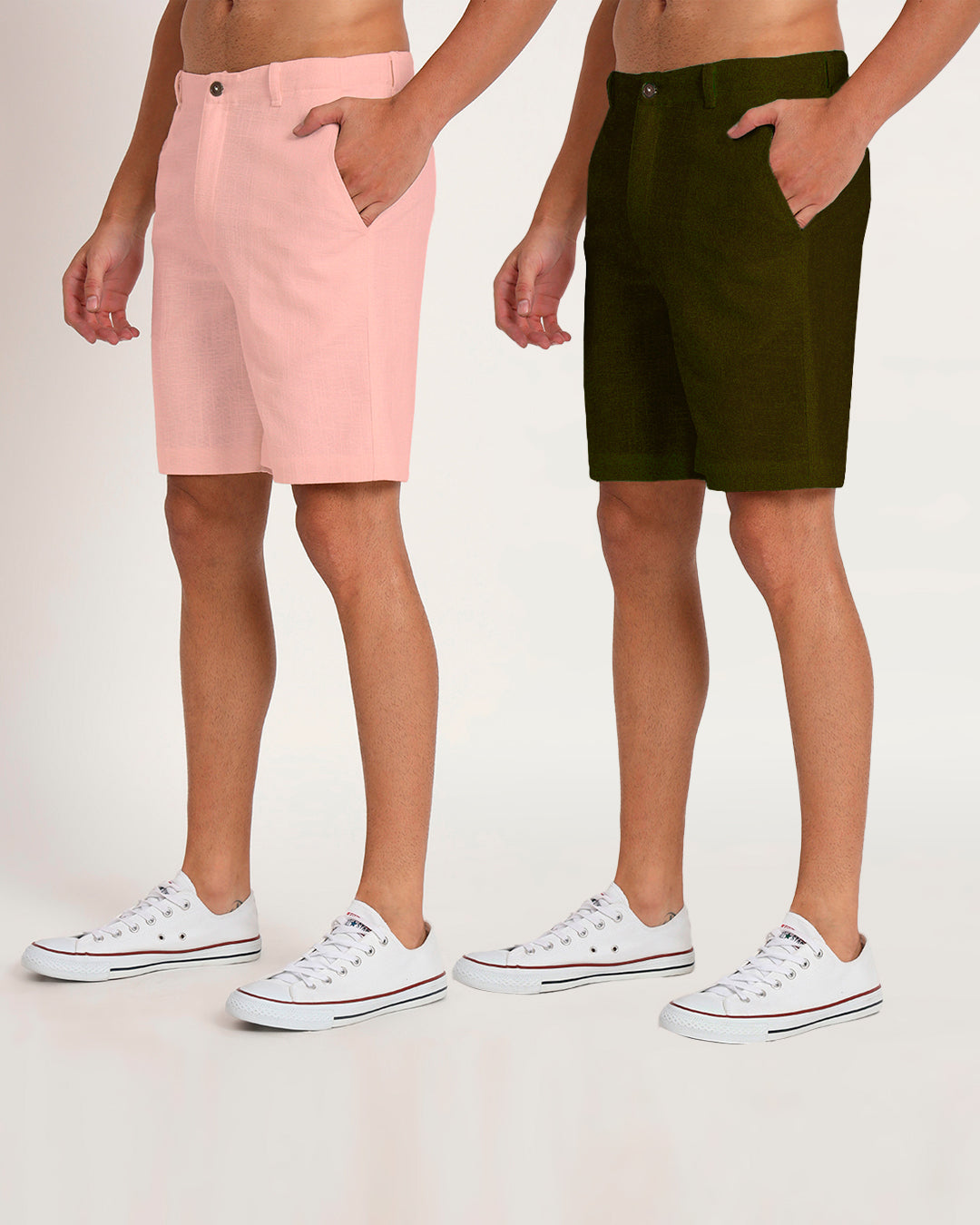 Combo : Ready For Anything Olive Green & Fondant Pink Men's Shorts