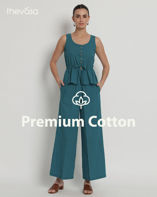 Green Gleam Peplum Paradise Solid Co-ord Set