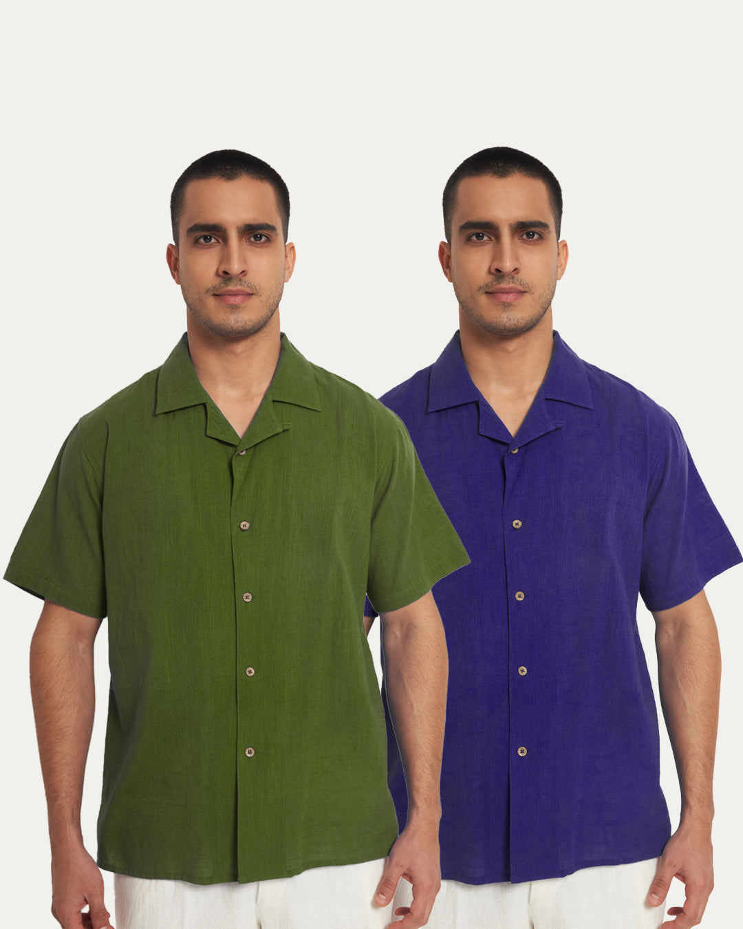 Combo : Classic Aurora Purple & Spring Green Men's Half Sleeves Shirt