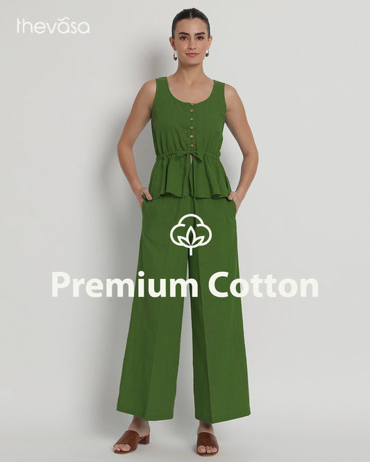 Greening Spring Peplum Paradise Solid Co-ord Set