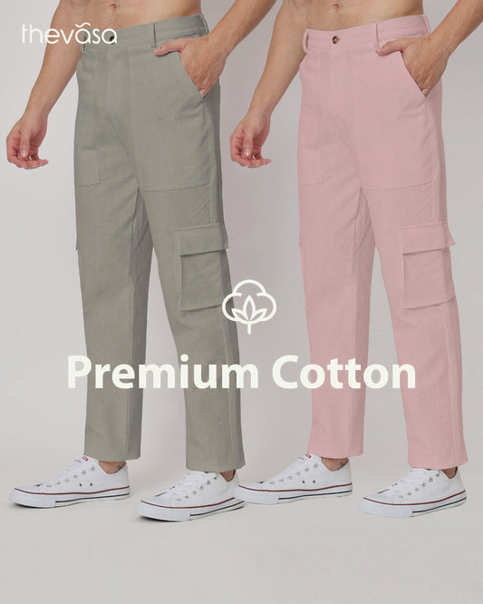 Combo: Function Flex Grey & Fondant Pink Men's Pants- Set Of 2