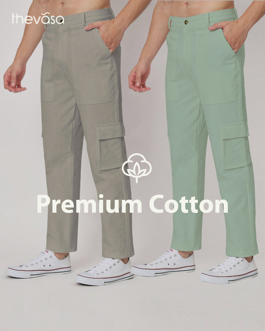 Combo: Function Flex Grey & Spring Green Men's Pants- Set Of 2