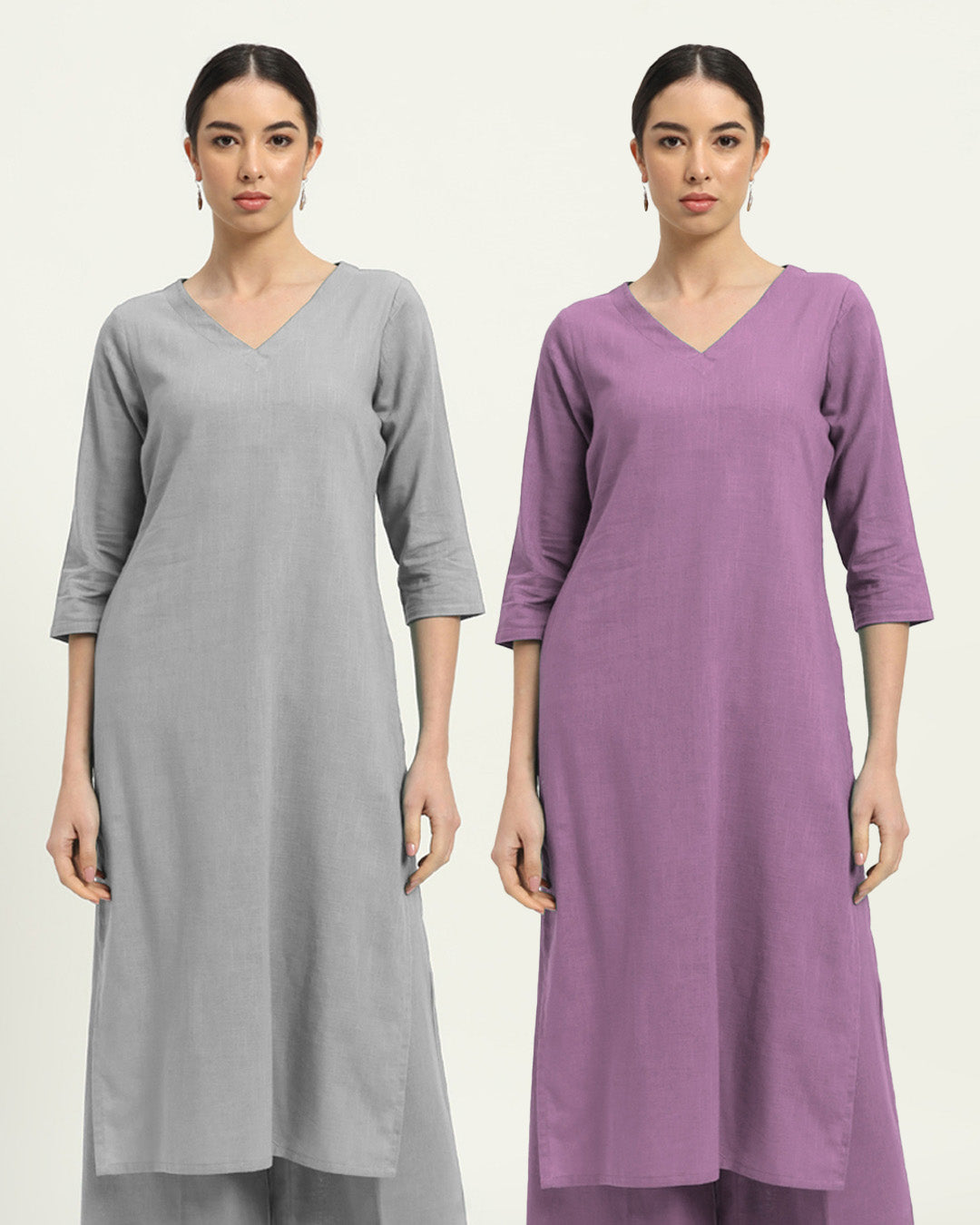 Combo: Iced Grey & Iris Pink Verve & Versatility Kurta