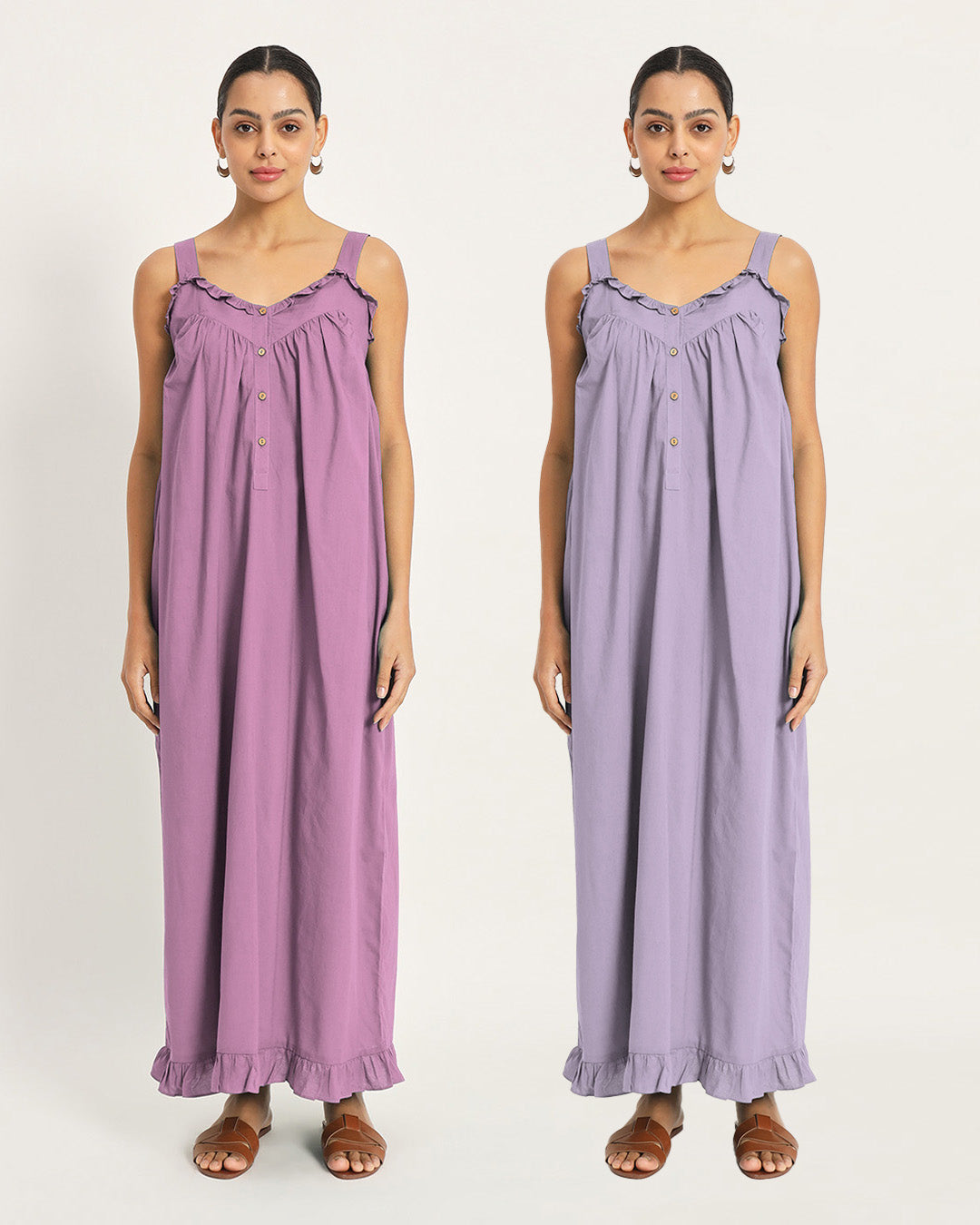 Combo: Iris Pink & Lilac Twilight to Noon Nightdress