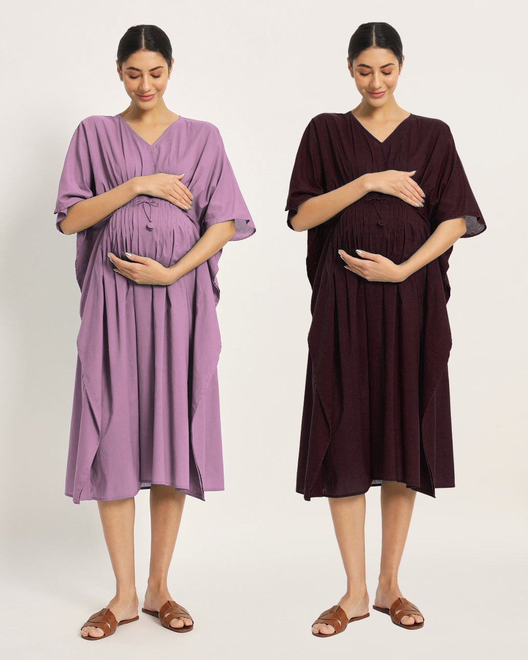 Combo: Iris Pink & Plum Passion Mommy Mode Maternity & Nursing Dress