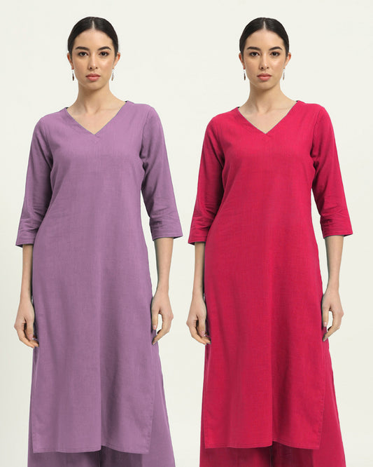 Combo: Iris Pink & Queens Gulabi Verve & Versatility Kurta