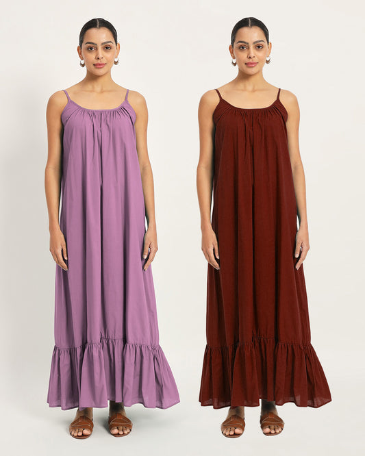 Combo - Iris Pink & Russet Red Night-to-Town Nightdress