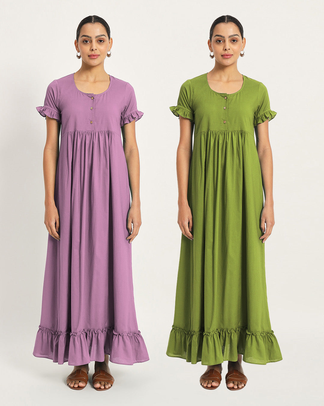 Combo: Iris Pink & Sage Green Hush Hour Nightdress