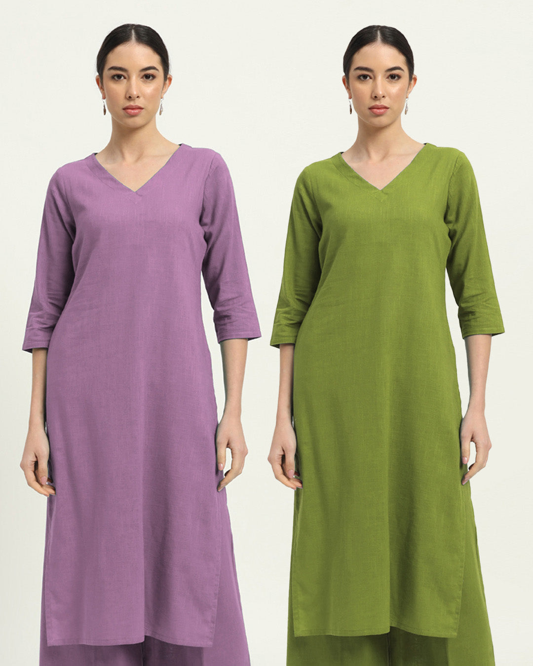 Combo: Iris Pink & Sage Green Verve & Versatility Kurta