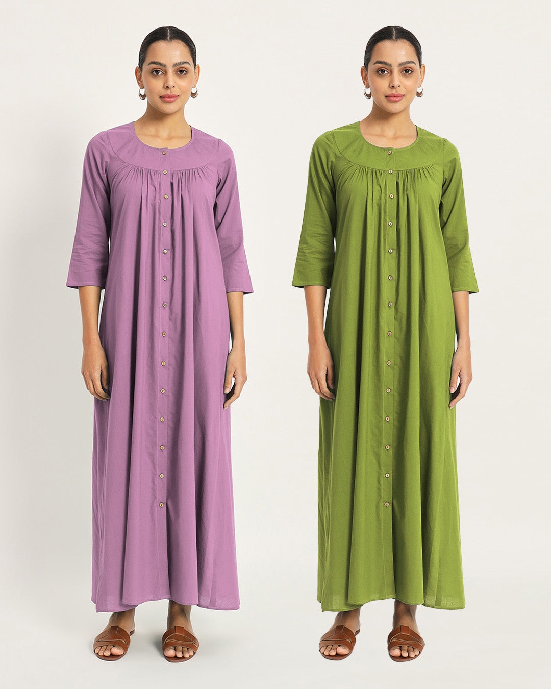 Combo: Iris Pink & Sage Green Nighttime Must-Have Nightdress