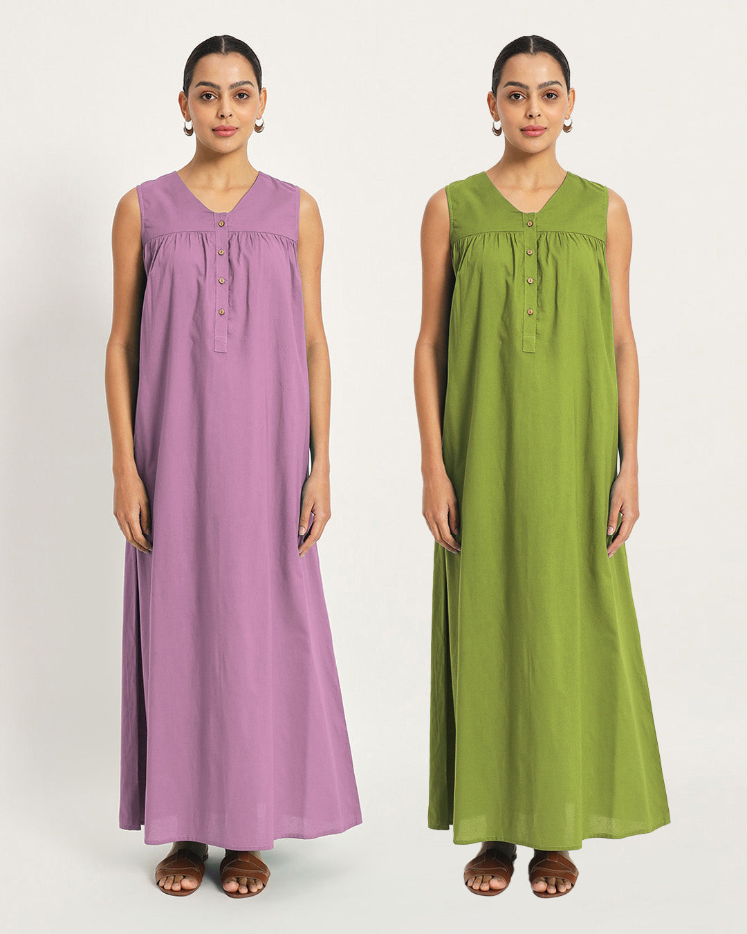 Combo: Iris Pink & Sage Green Restful Retreat Nightdress