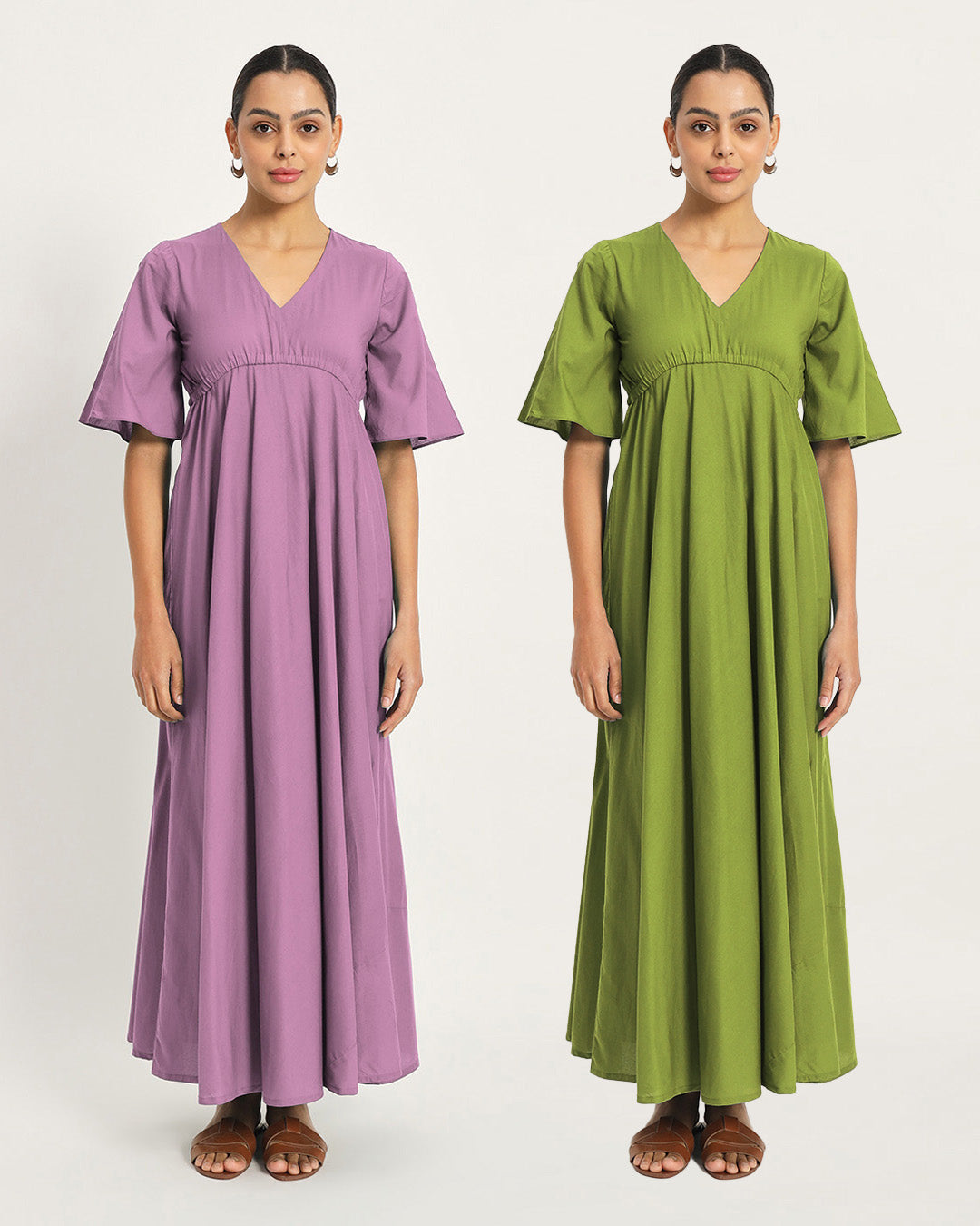 Combo: Iris Pink & Sage Green Calm Comforts Nightdress